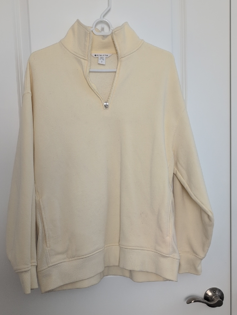 Athleta Pale Yellow Half-Zip Funnel Neck Sweatshirt